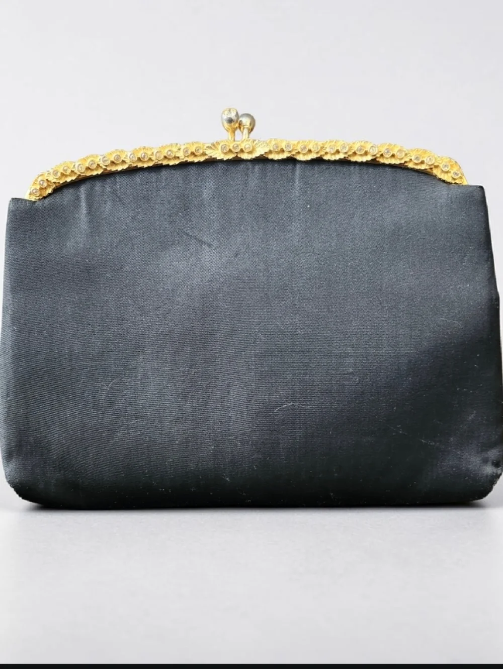 Vintage 1960 Harry Levine Gold Floral Kiss Lock Clutch